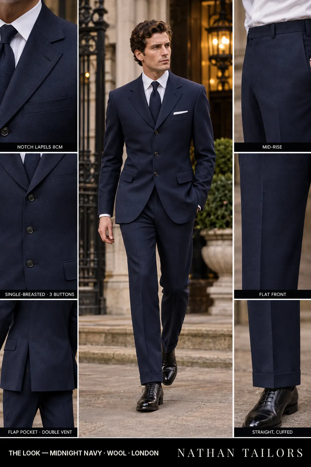 midnight navy single-breasted bespoke suit — custom tailored by Nathan Tailors, the Hoi An custom tailor