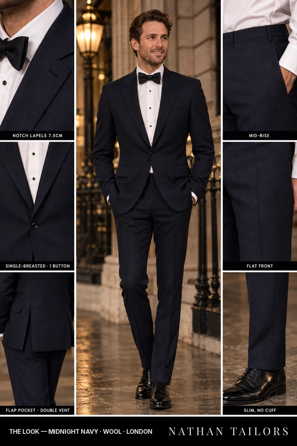 midnight navy single-breasted bespoke suit — custom tailored by Nathan Tailors, the Hoi An custom tailor