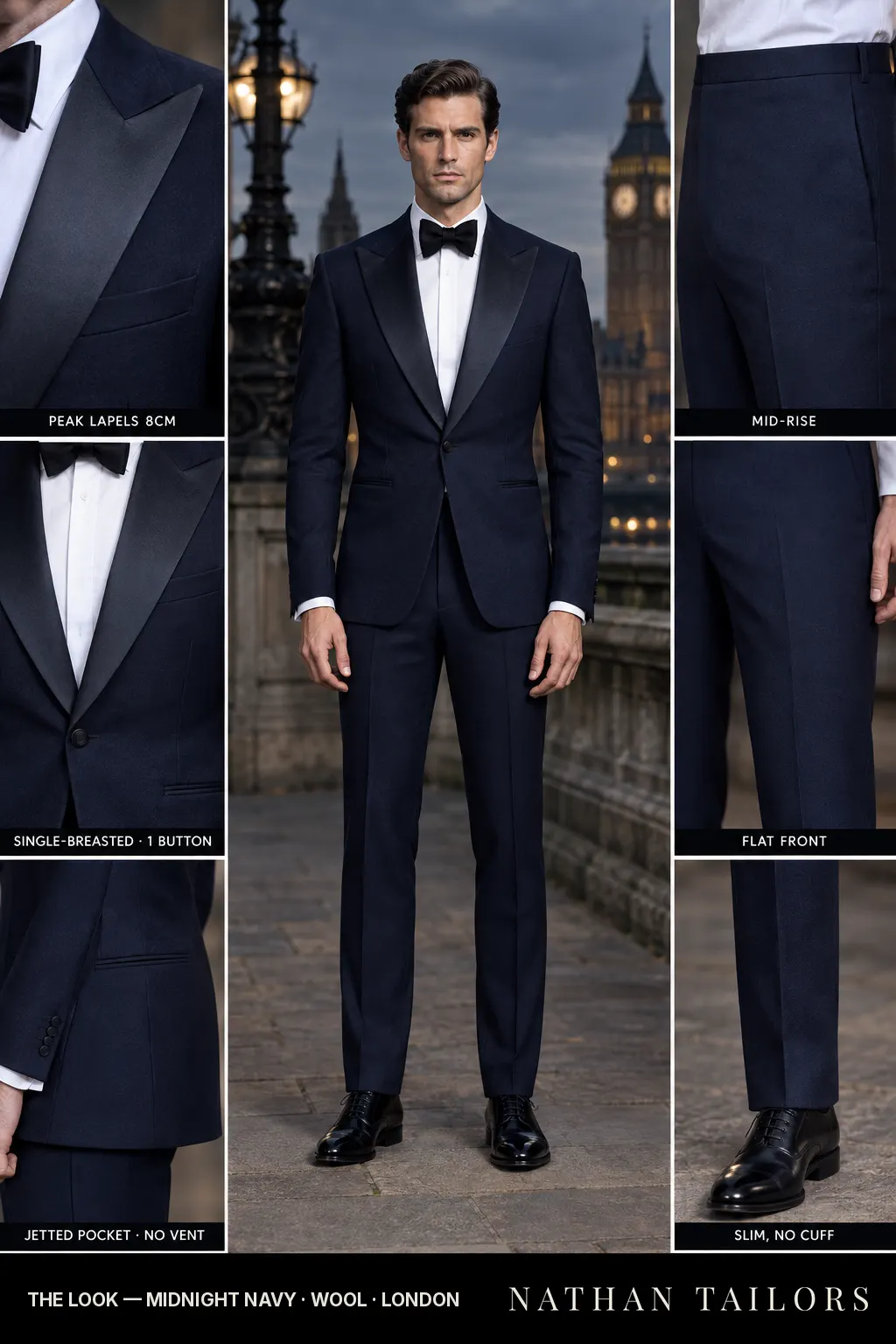 midnight navy single-breasted bespoke suit — custom tailored by Nathan Tailors, the Hoi An custom tailor