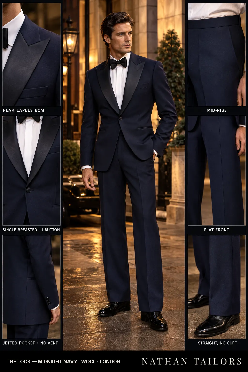 midnight navy single-breasted bespoke suit โ custom tailored by Nathan Tailors, the Hoi An custom tailor