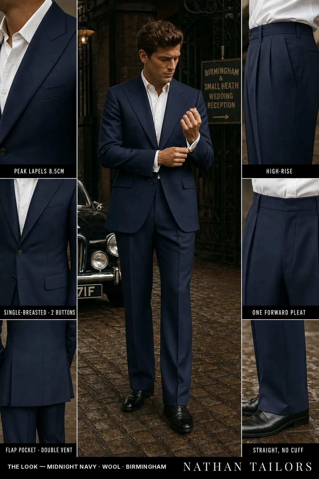 midnight navy single-breasted bespoke suit — custom tailored by Nathan Tailors, the Hoi An custom tailor