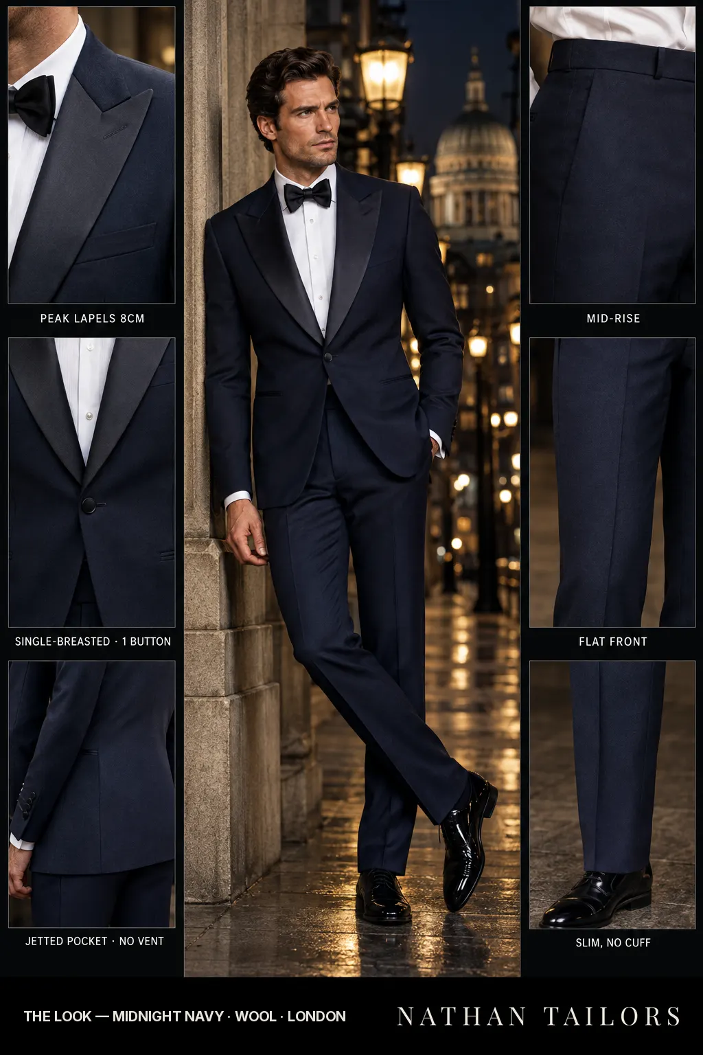 midnight navy single-breasted bespoke suit โ custom tailored by Nathan Tailors, the Hoi An custom tailor