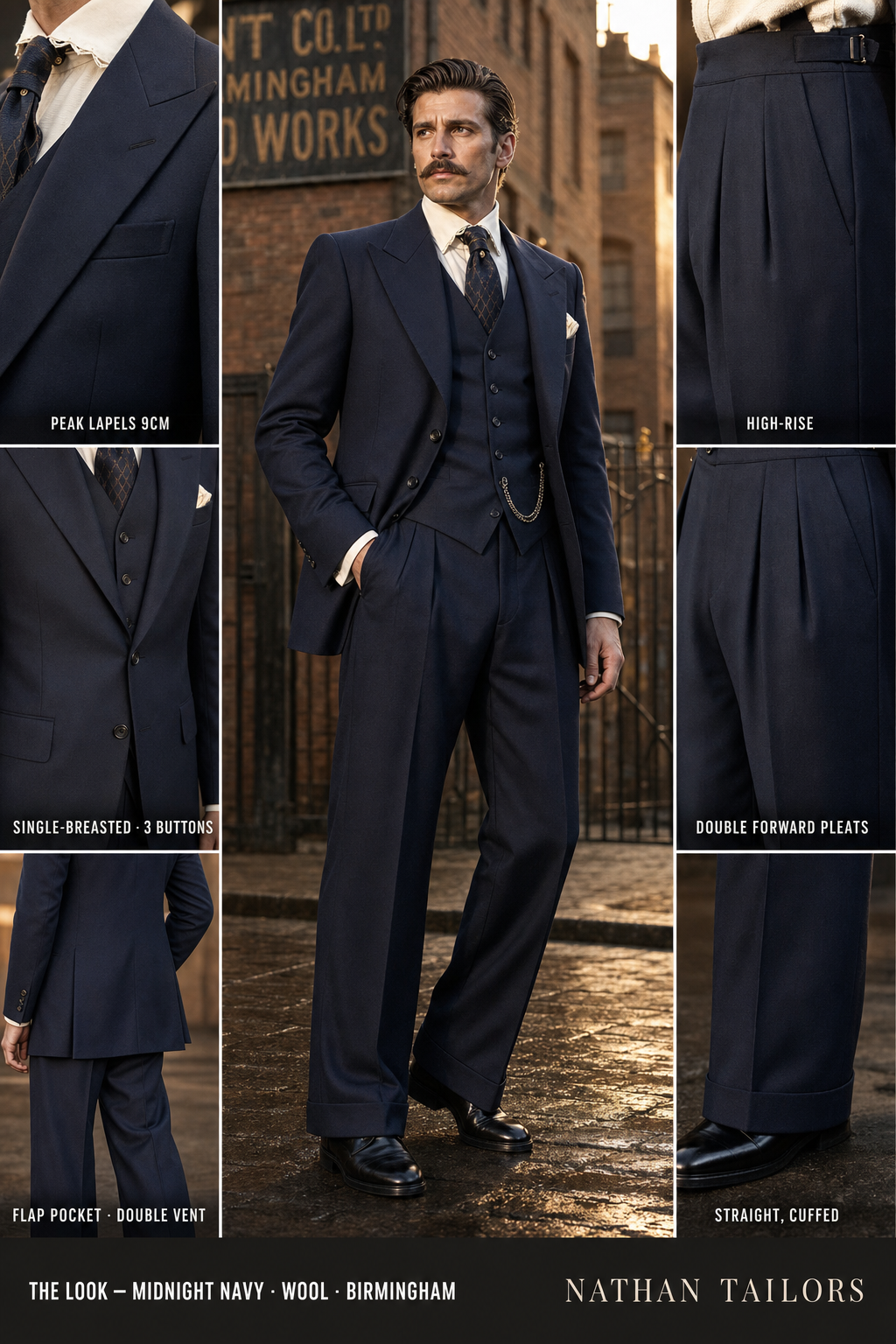 Midnight Navy Single-Breasted Bespoke Suit | Custom Tailored