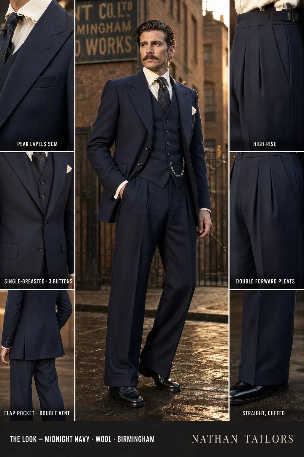 Midnight Navy Single-Breasted Bespoke Suit | Custom Tailored