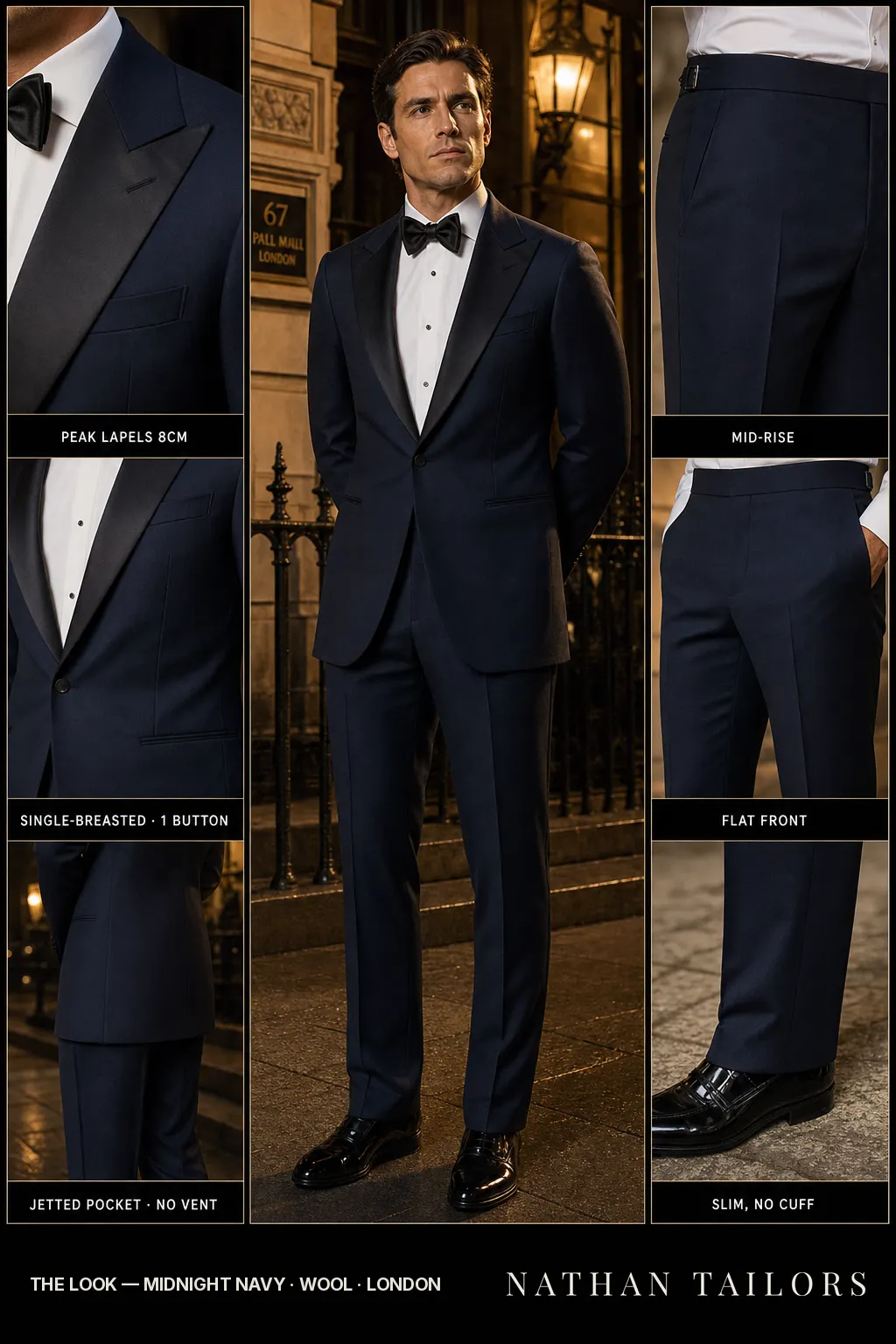 midnight navy single-breasted bespoke suit — custom tailored by Nathan Tailors, the Hoi An custom tailor