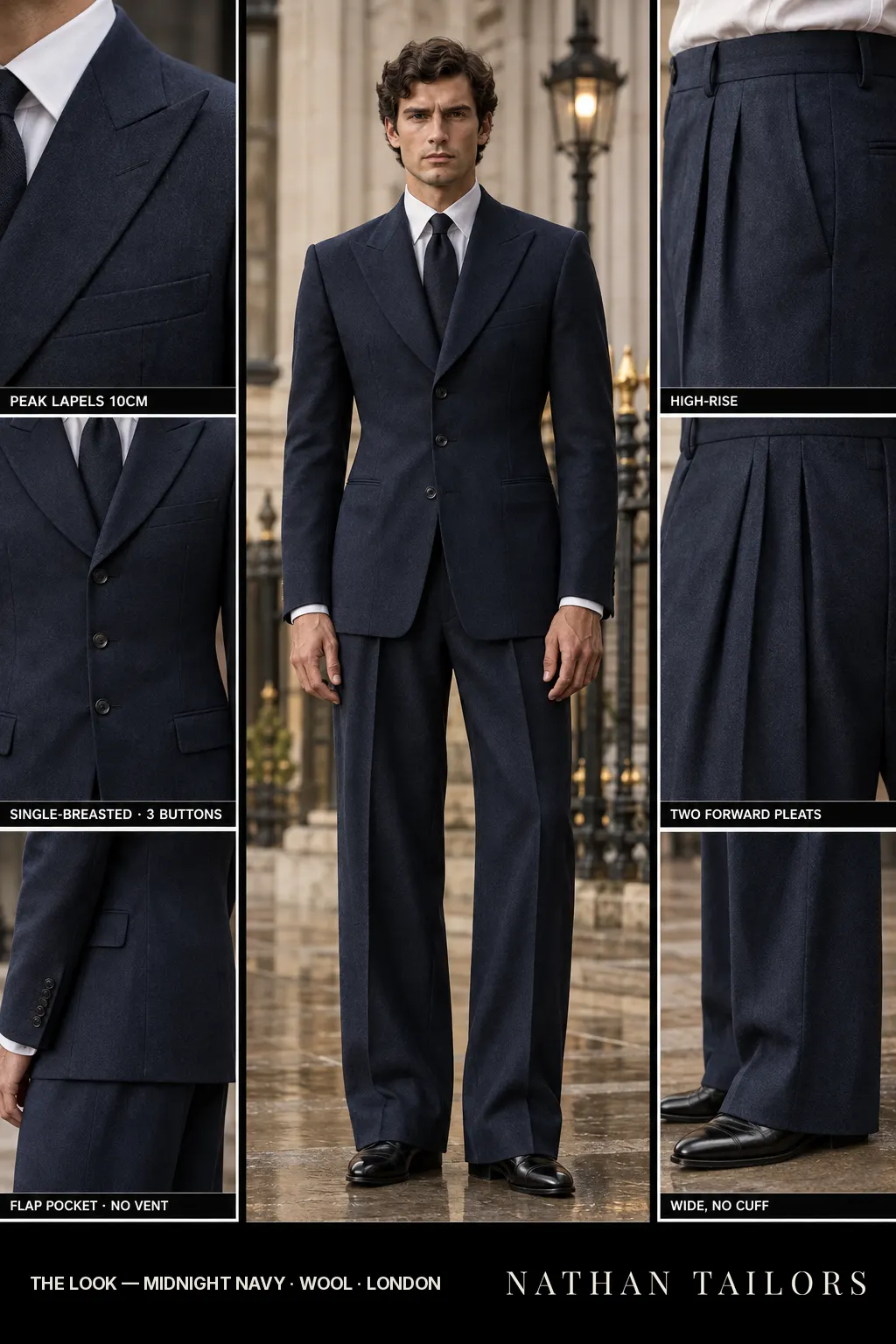 midnight navy single-breasted bespoke suit โ custom tailored by Nathan Tailors, the Hoi An custom tailor
