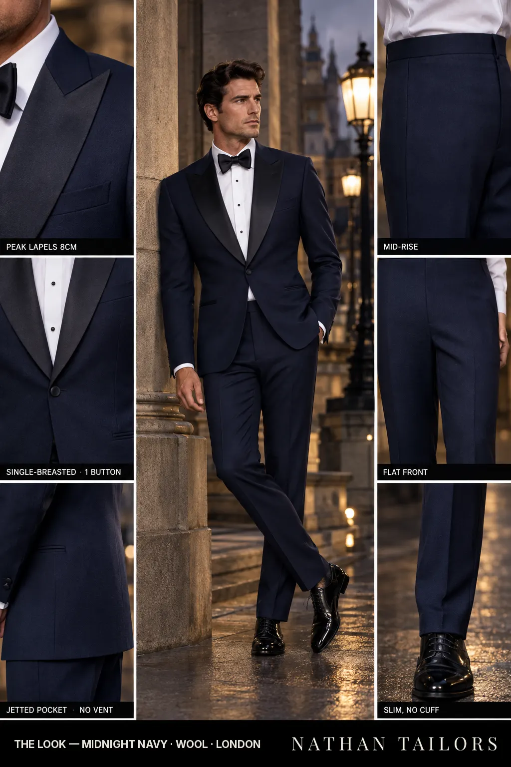midnight navy single-breasted bespoke suit โ custom tailored by Nathan Tailors, the Hoi An custom tailor