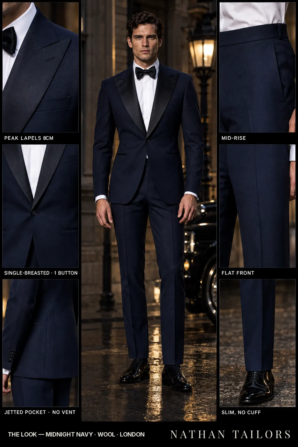 midnight navy single-breasted bespoke suit — custom tailored by Nathan Tailors, the Hoi An custom tailor