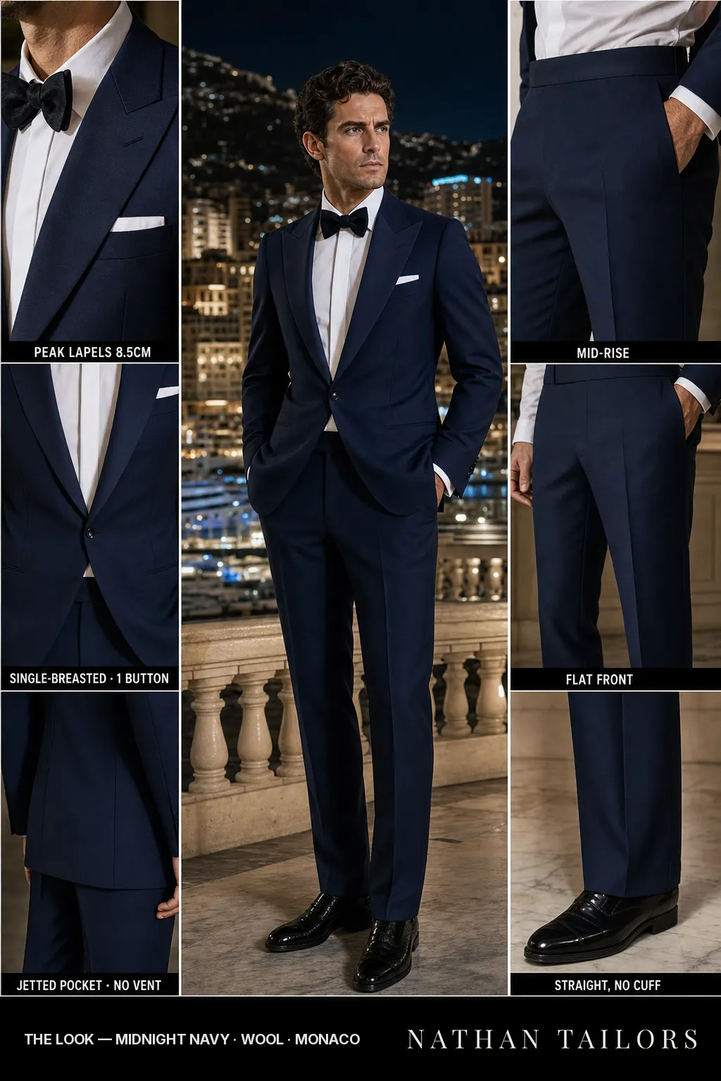 midnight navy single-breasted bespoke suit — custom tailored by Nathan Tailors, the Hoi An custom tailor