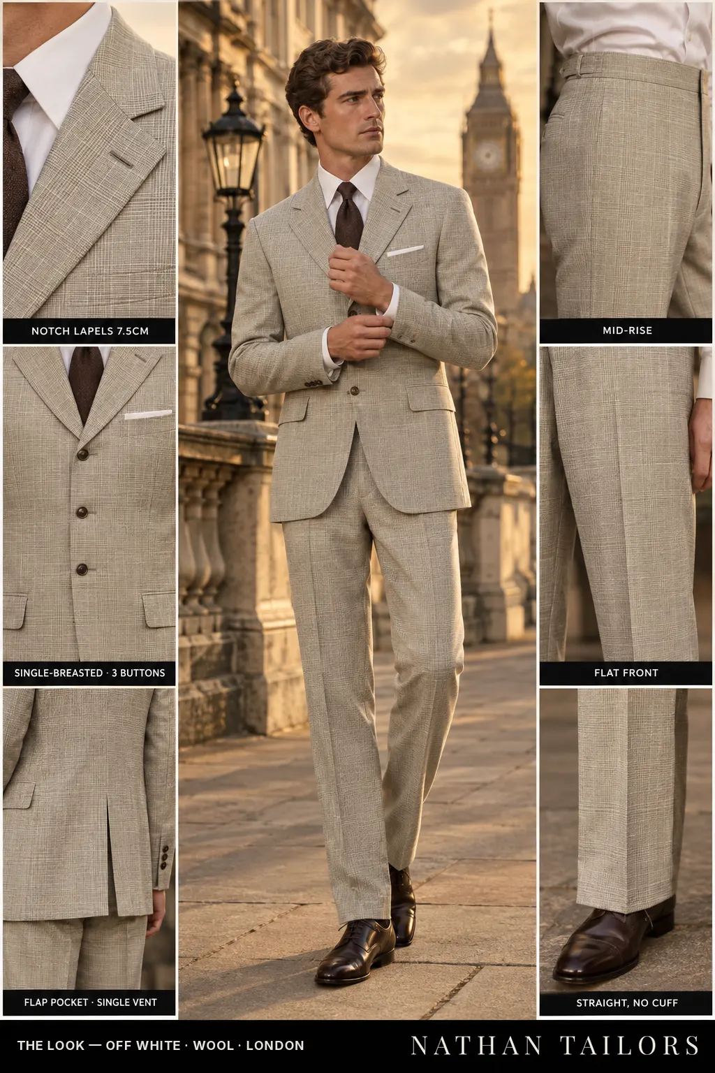 off white glen_plaid single-breasted bespoke suit — custom tailored by Nathan Tailors, the Hoi An custom tailor