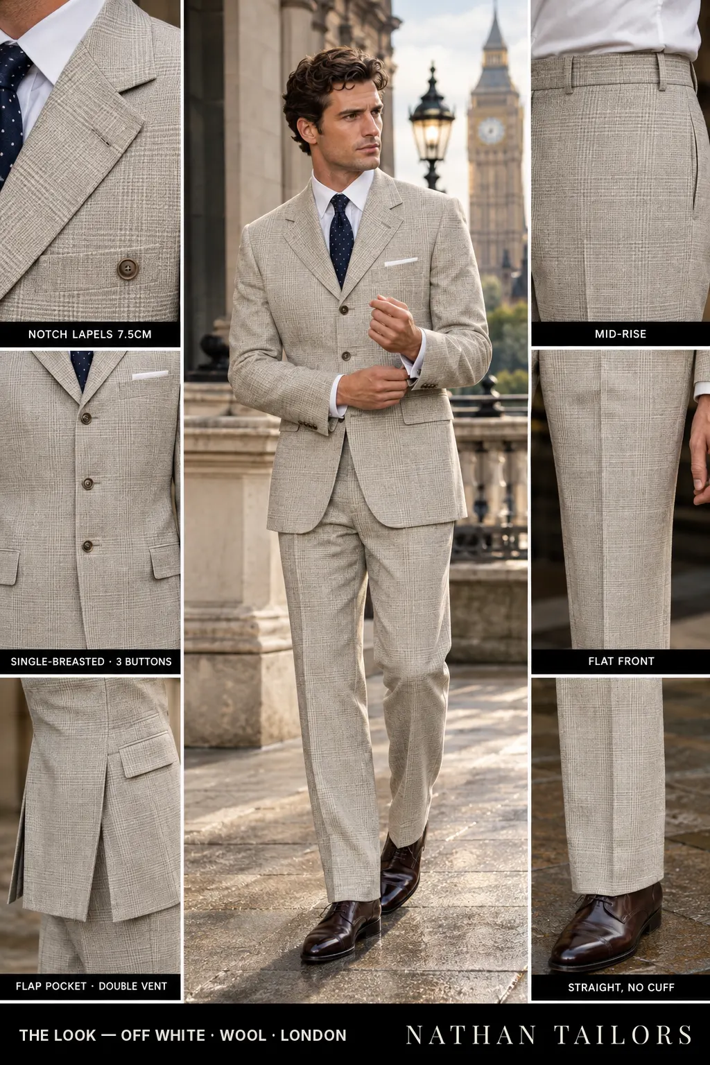 off white glen_plaid single-breasted bespoke suit — custom tailored by Nathan Tailors, the Hoi An custom tailor