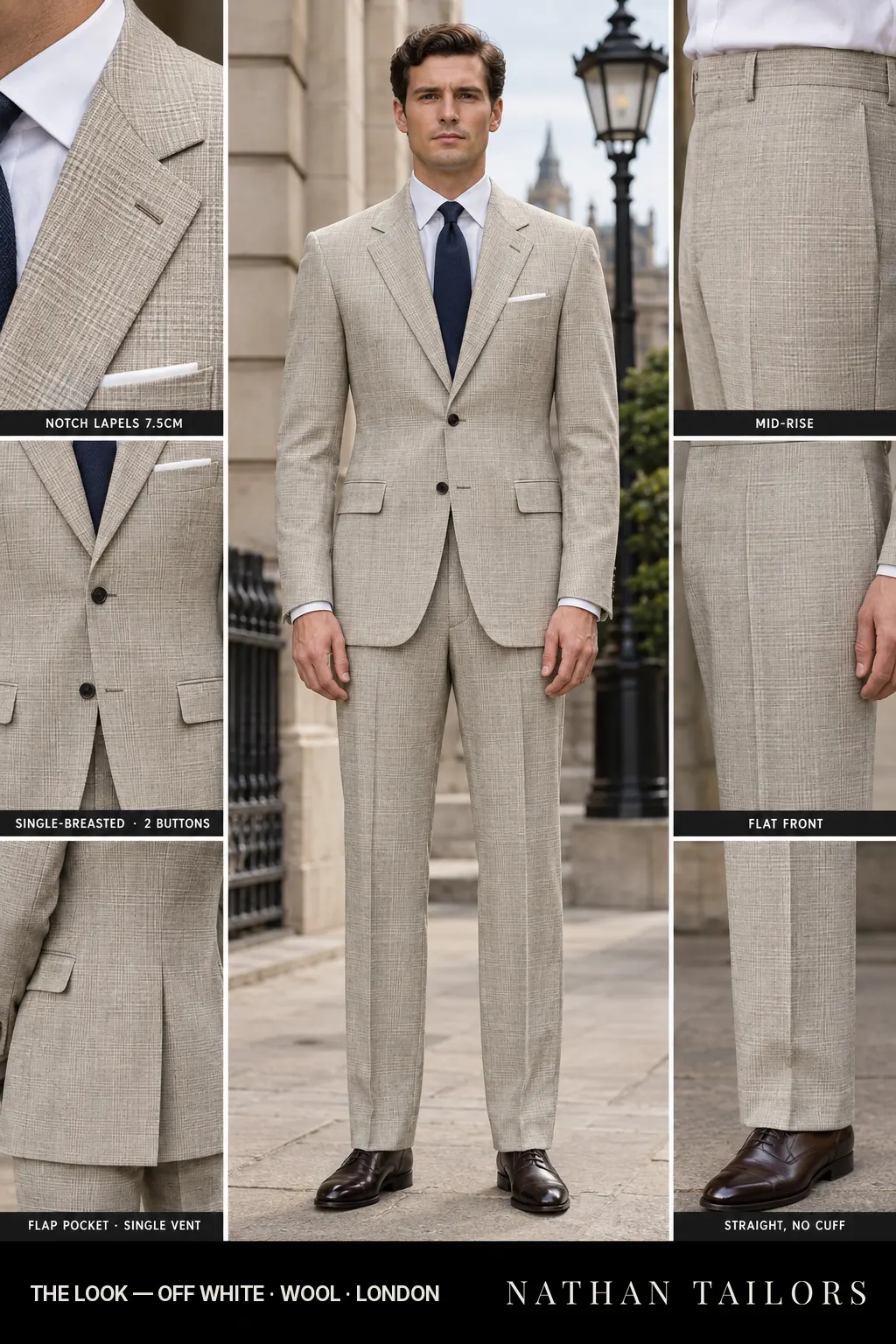 off white glen_plaid single-breasted bespoke suit — custom tailored by Nathan Tailors, the Hoi An custom tailor