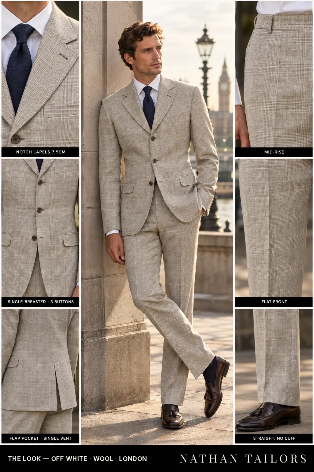 off white glen_plaid single-breasted bespoke suit — custom tailored by Nathan Tailors, the Hoi An custom tailor