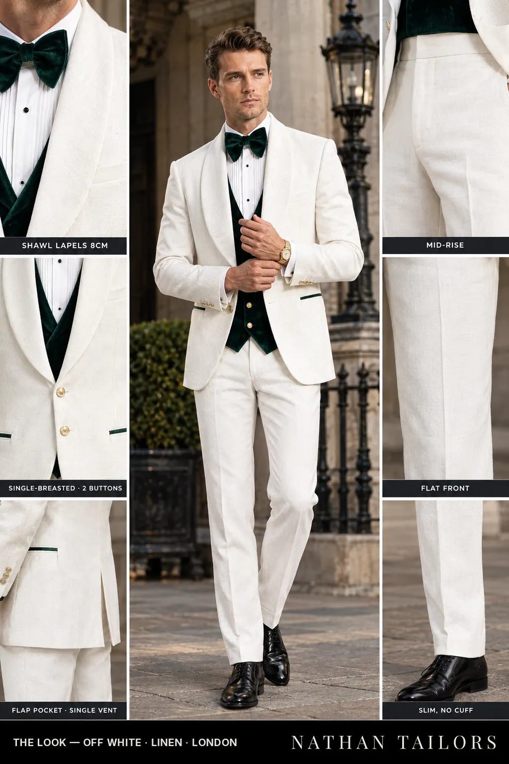off white single-breasted bespoke suit โ custom tailored by Nathan Tailors, the Hoi An custom tailor