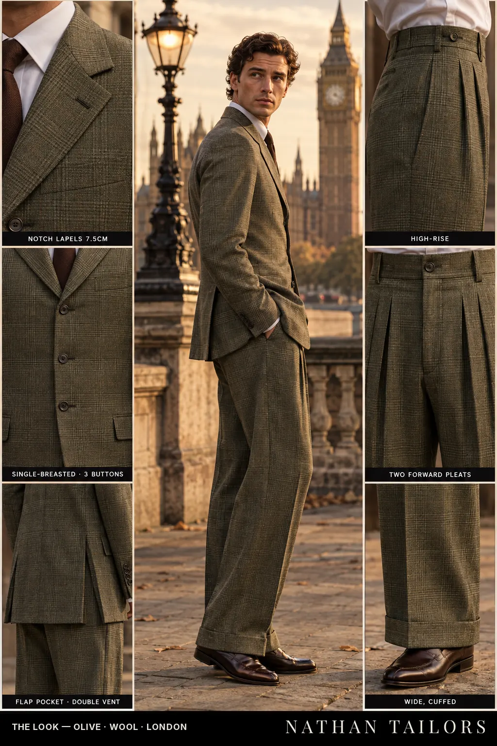olive glen_plaid single-breasted bespoke suit — custom tailored by Nathan Tailors, the Hoi An custom tailor