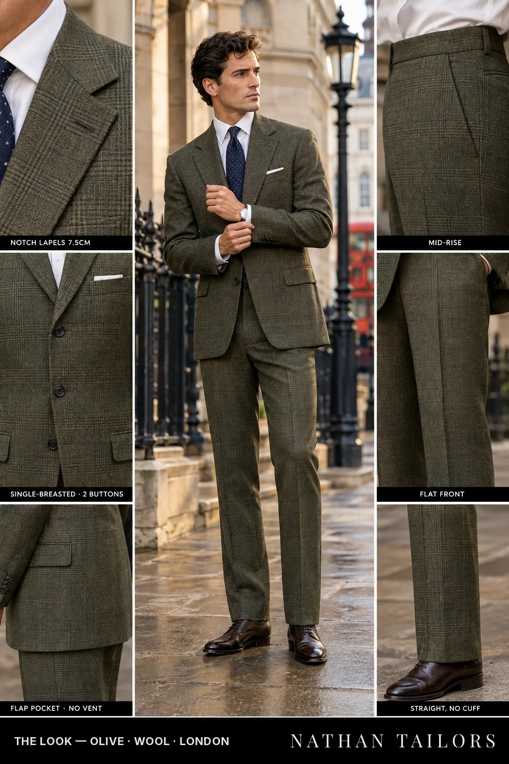 olive glen_plaid single-breasted bespoke suit โ custom tailored by Nathan Tailors, the Hoi An custom tailor