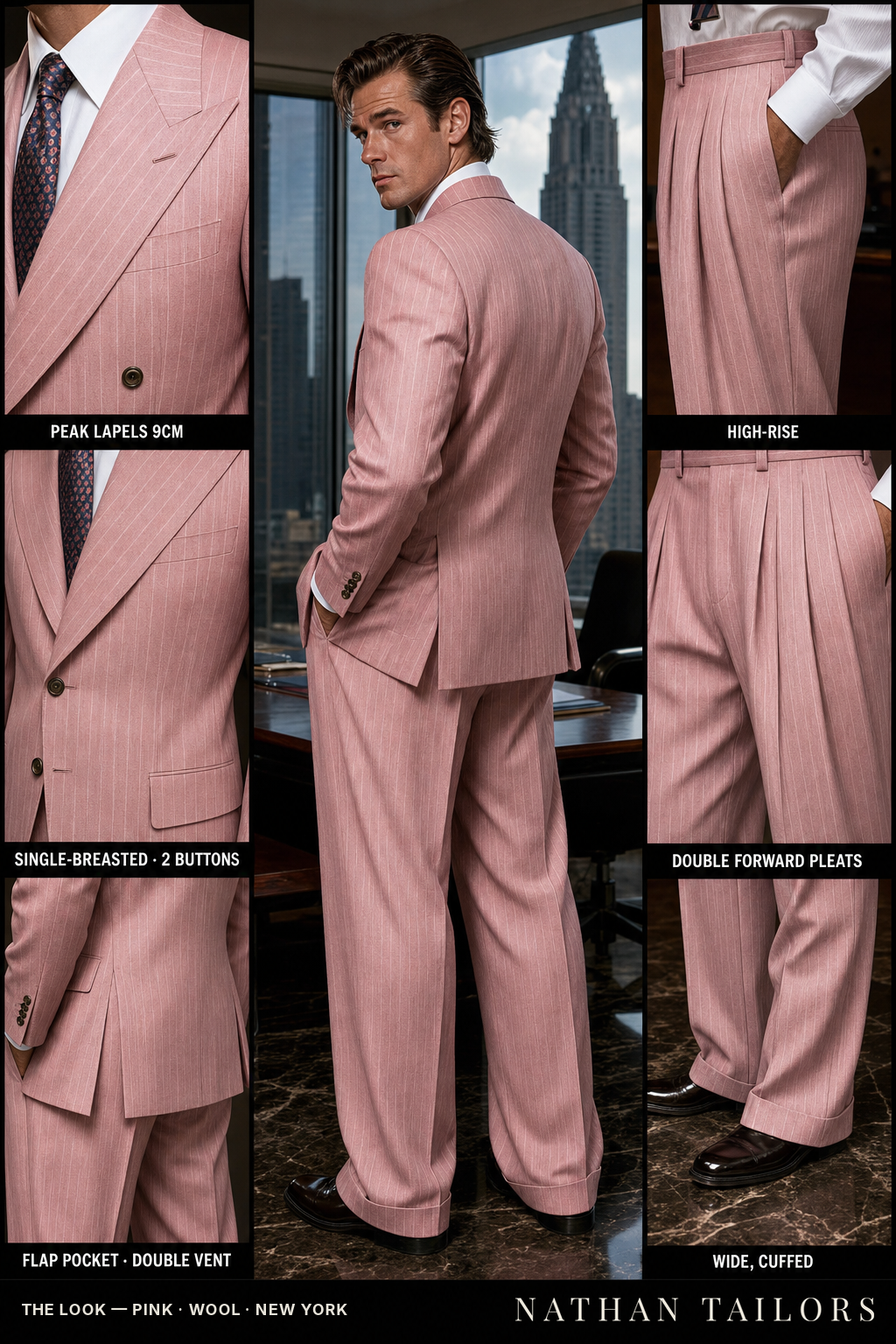 Pink Pinstripe Single-Breasted Bespoke Suit | Custom Tailored