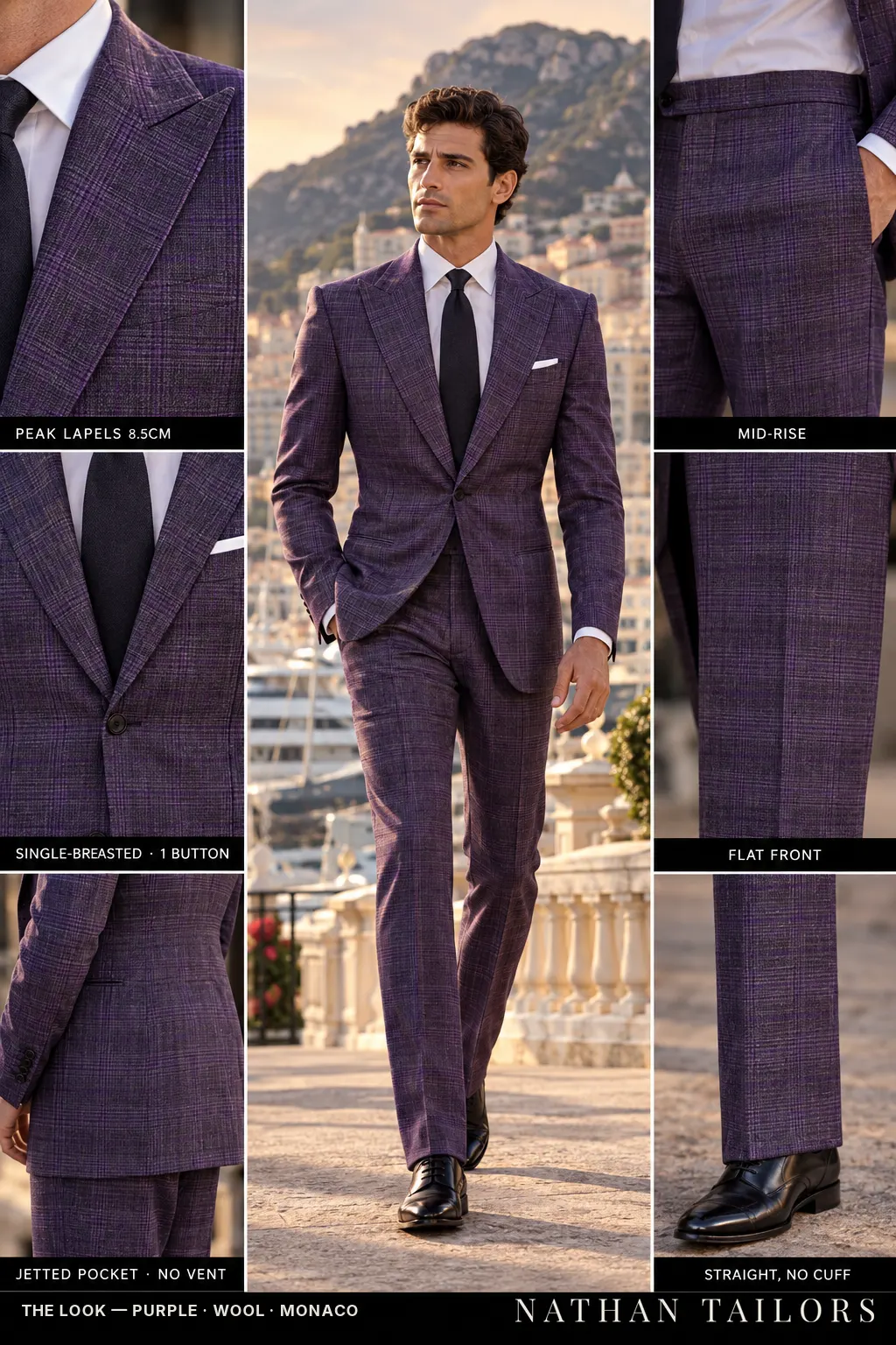 purple glen_plaid single-breasted bespoke suit — custom tailored by Nathan Tailors, the Hoi An custom tailor