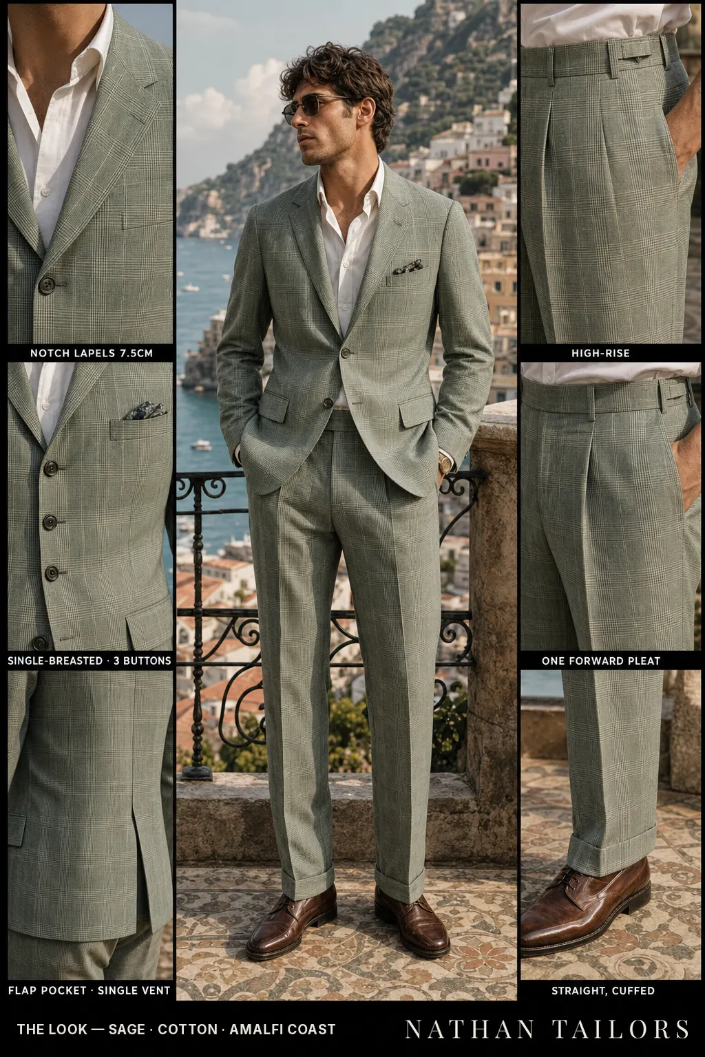 sage glen_plaid single-breasted bespoke suit — custom tailored by Nathan Tailors, the Hoi An custom tailor