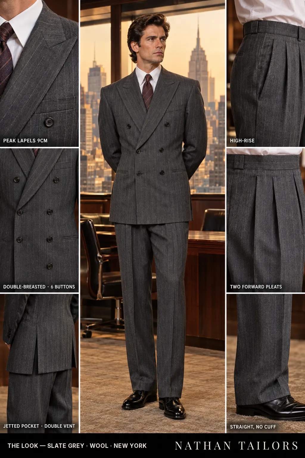 slate grey chalk_stripe double-breasted bespoke suit — custom tailored by Nathan Tailors, the Hoi An custom tailor
