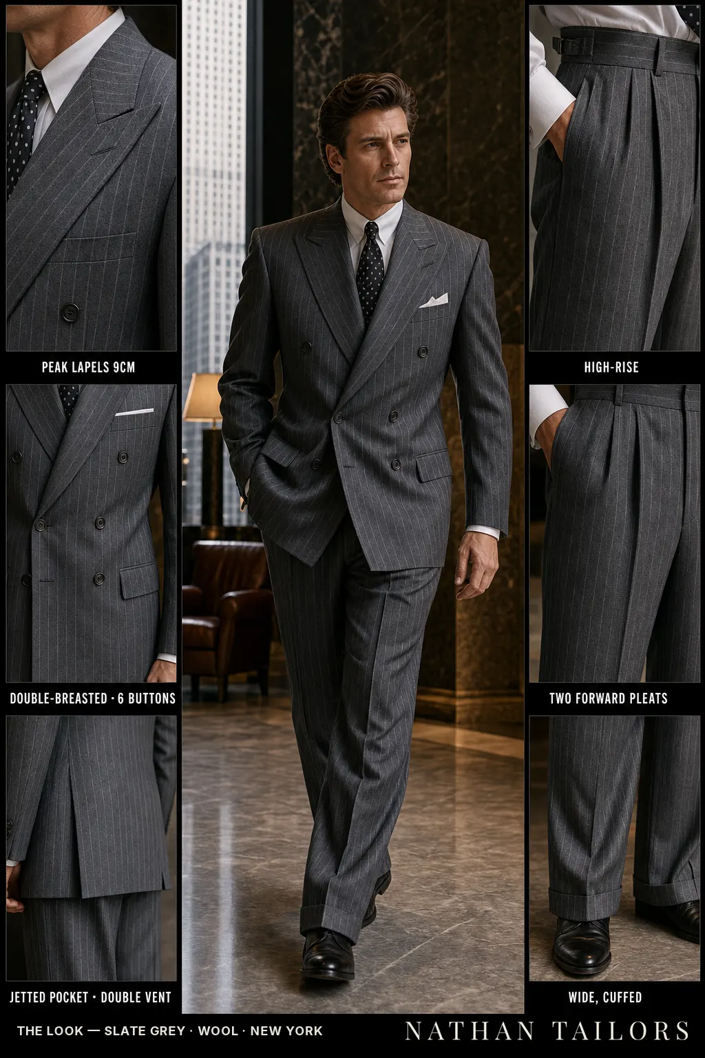 slate grey chalk_stripe double-breasted bespoke suit — custom tailored by Nathan Tailors, the Hoi An custom tailor