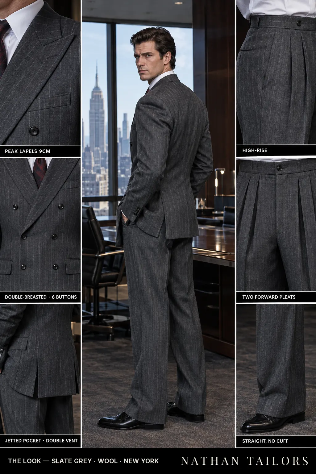 slate grey chalk_stripe double-breasted bespoke suit — custom tailored by Nathan Tailors, the Hoi An custom tailor