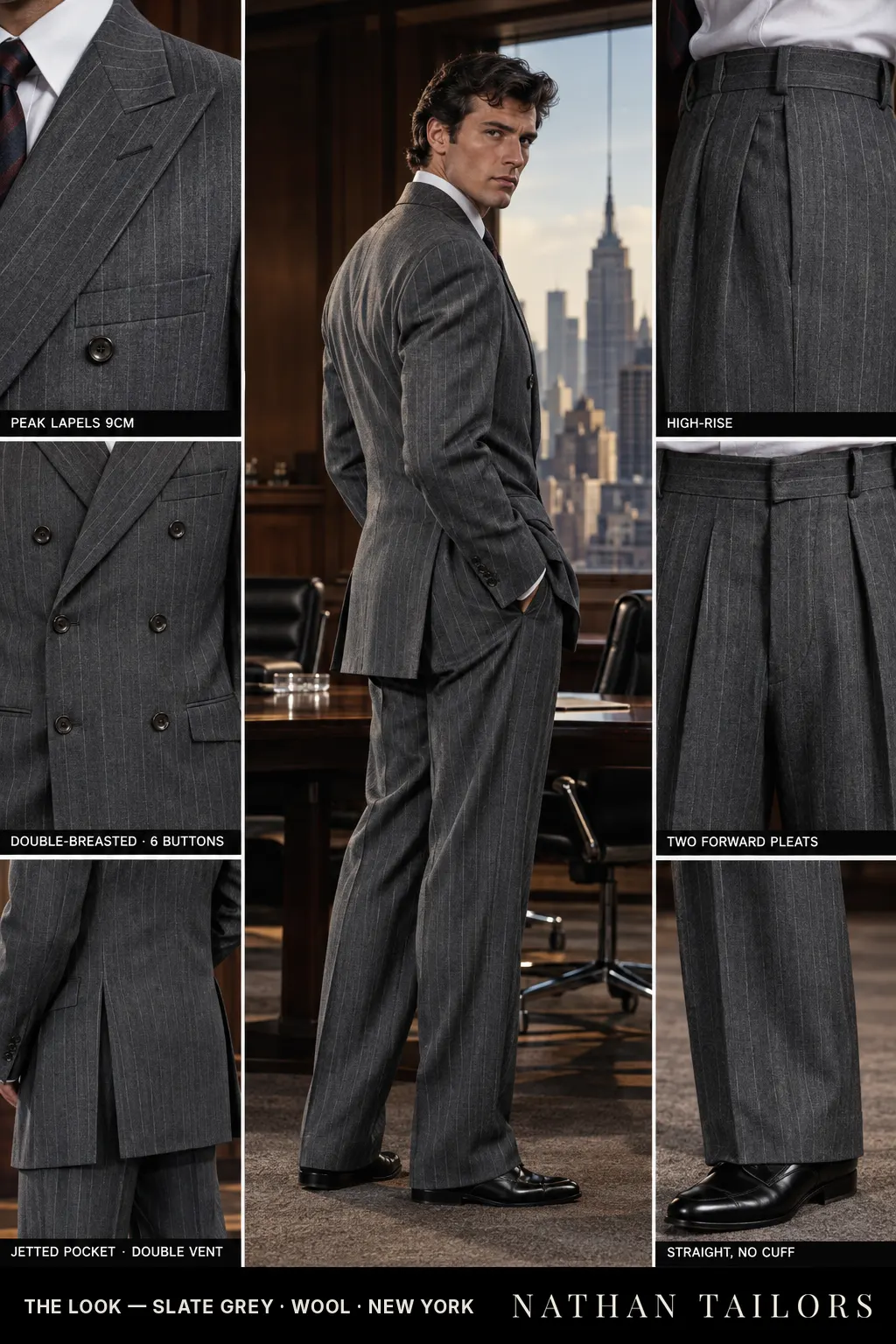 slate grey chalk_stripe double-breasted bespoke suit — custom tailored by Nathan Tailors, the Hoi An custom tailor