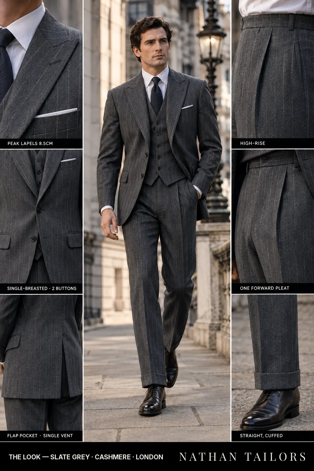 slate grey chalk_stripe single-breasted bespoke suit — custom tailored by Nathan Tailors, the Hoi An custom tailor