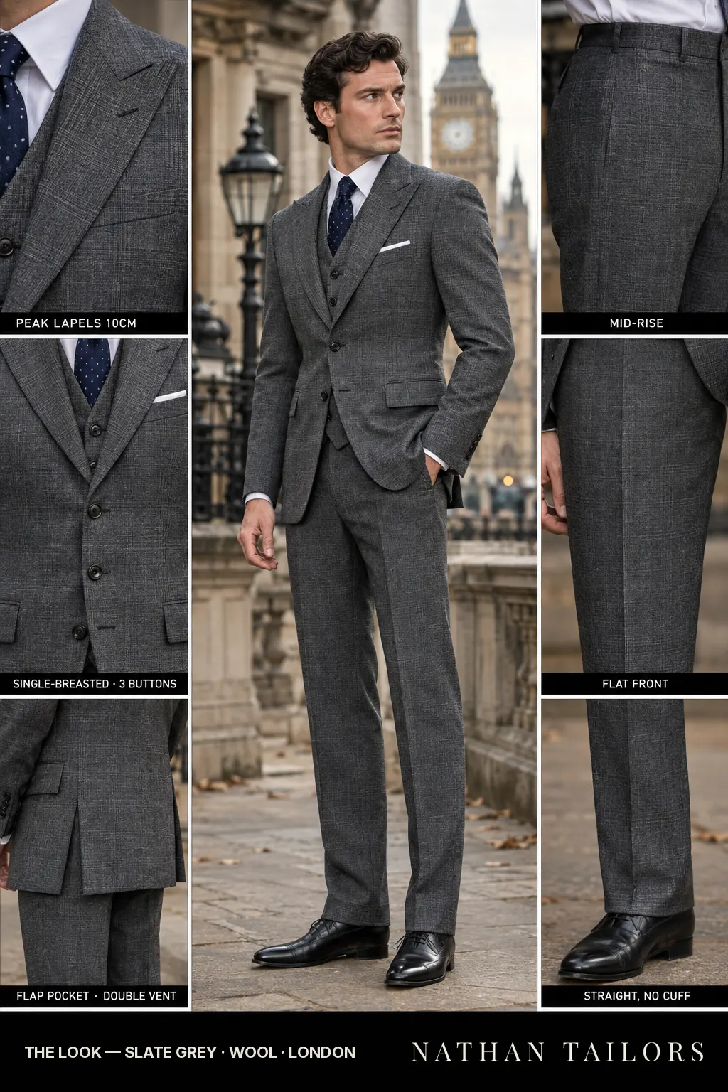 slate grey glen_plaid single-breasted bespoke suit โ custom tailored by Nathan Tailors, the Hoi An custom tailor