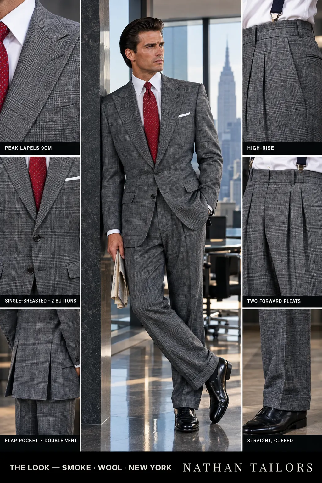smoke glen_plaid single-breasted bespoke suit — custom tailored by Nathan Tailors, the Hoi An custom tailor