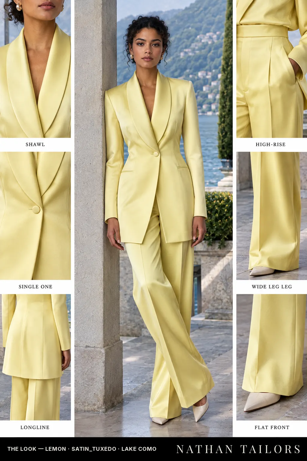 Women's suit in lemon — custom tailored by Nathan Tailors, shipped worldwide