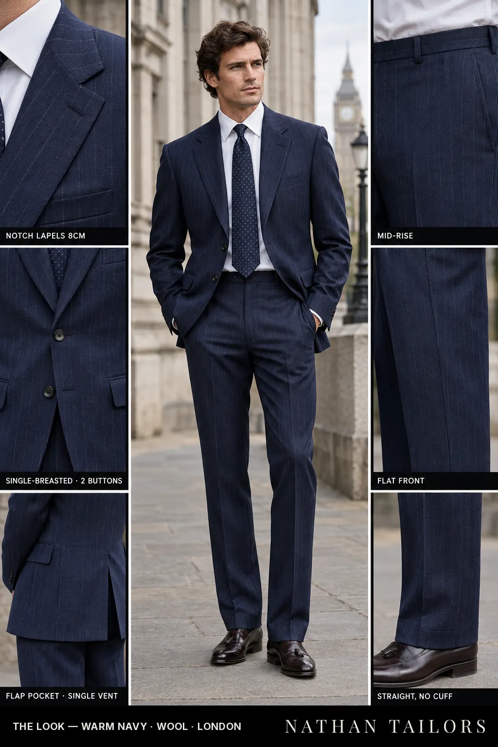 warm navy chalk_stripe single-breasted bespoke suit โ custom tailored by Nathan Tailors, the Hoi An custom tailor