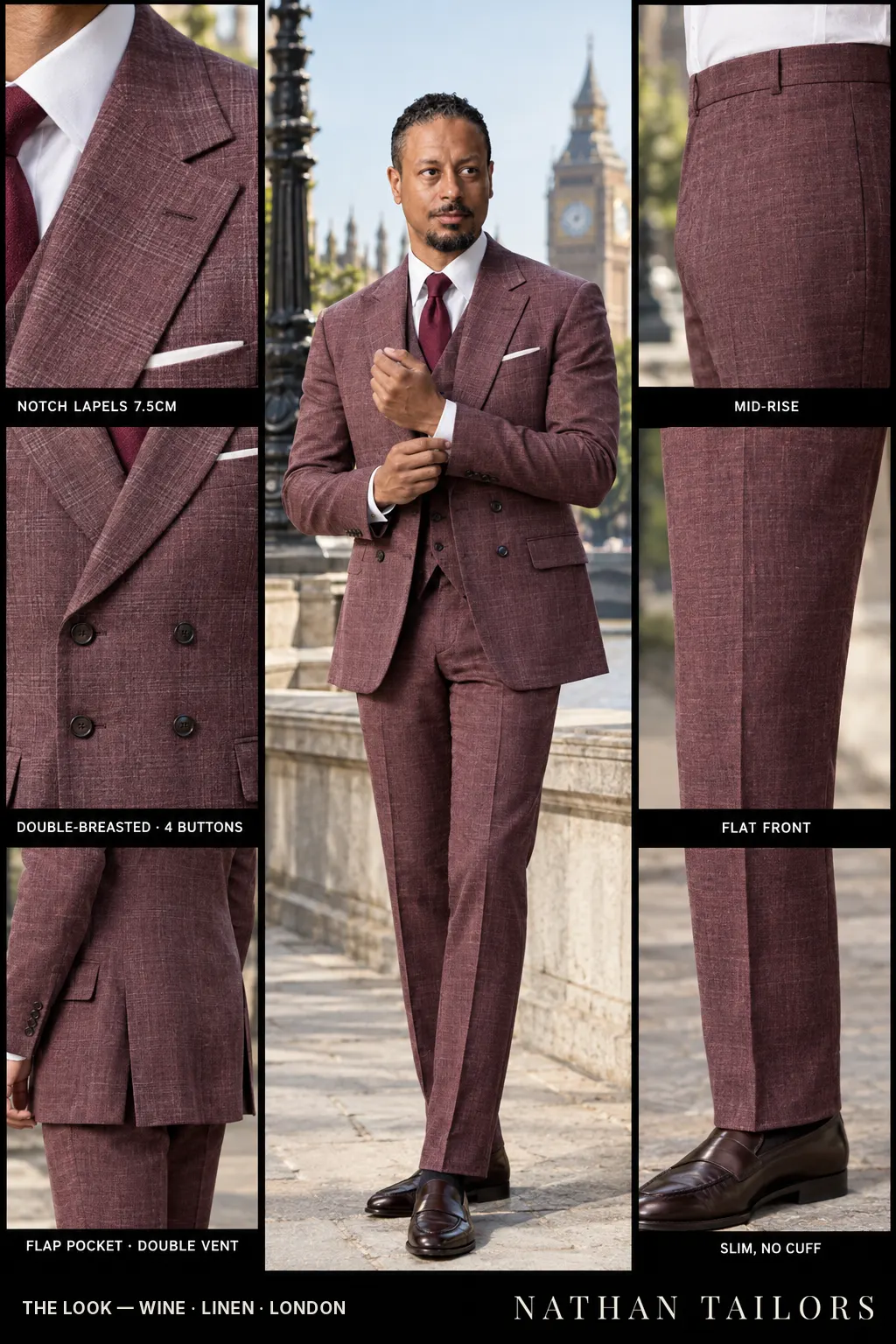 wine glen_plaid double-breasted bespoke suit โ custom tailored by Nathan Tailors, the Hoi An custom tailor