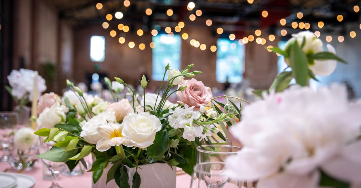 Wedding floral arrangement showing a coordinated palette of warm and neutral tones in soft natural light.